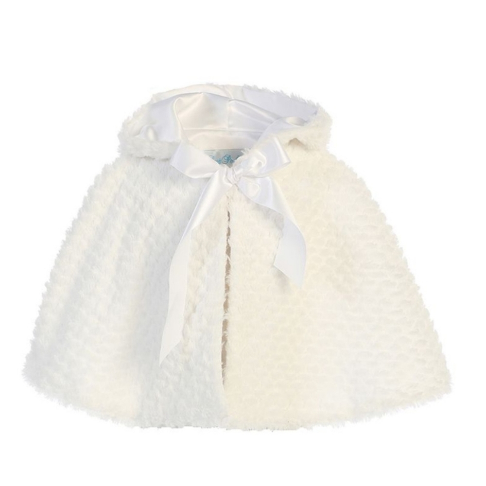 Super soft Swea Pea & Lilly girls ivory faux fur cape with hood